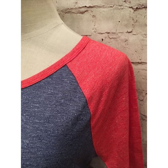 LuLaRoe Womens XS Julia Pencil Sheath Dress Raglan Sleeve Blue Red Heather NEW - Picture 3 of 3